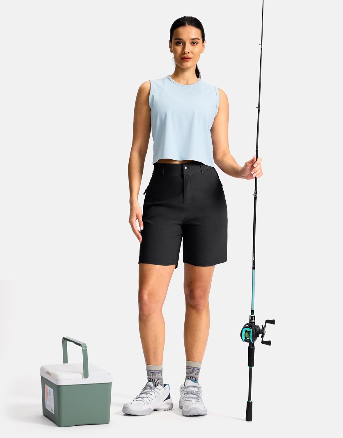 SANTINY Women's Hiking Golf Shorts - Quick Dry Stretch Fabric with 3 Pockets | Casual Summer Wear