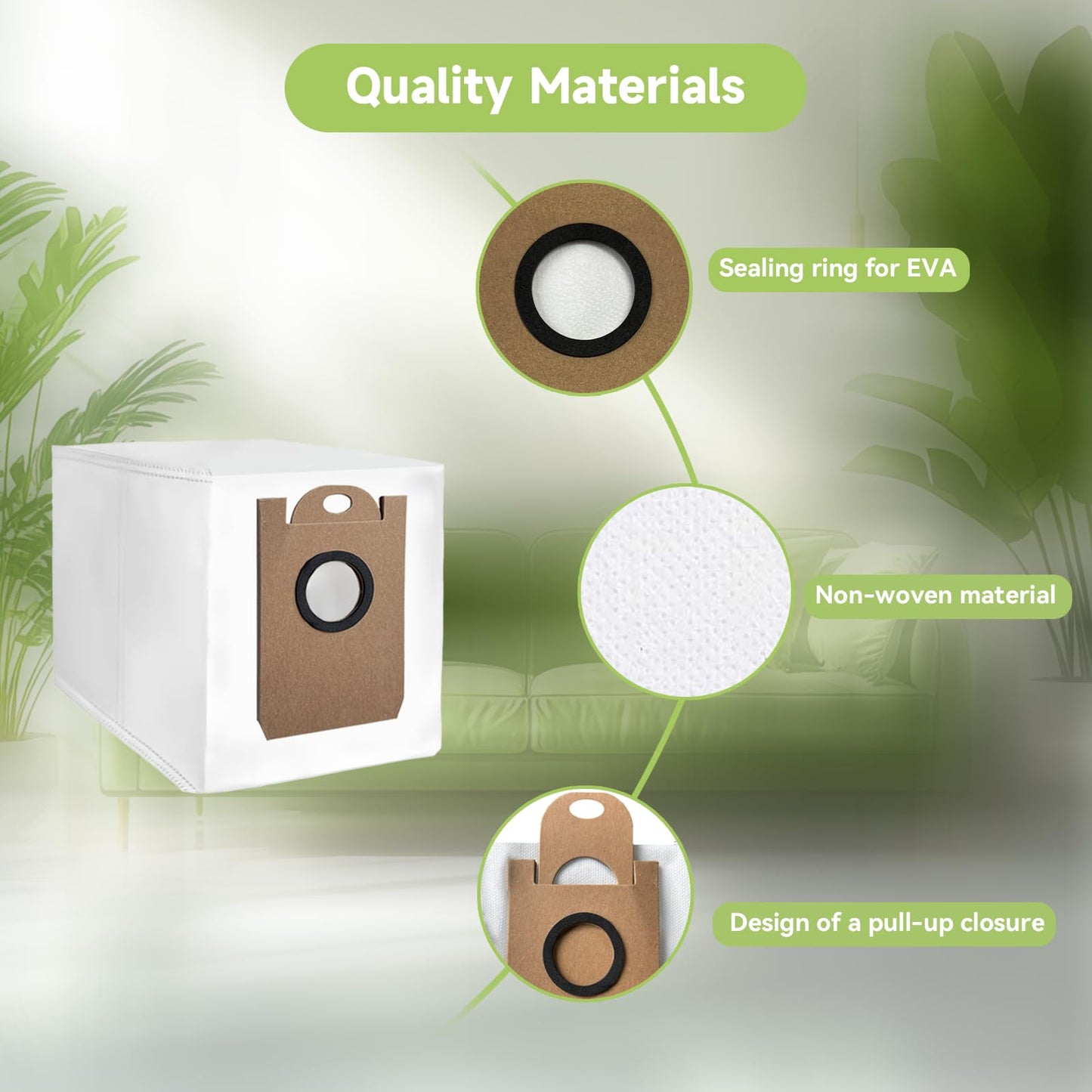 T30 Vacuum Bags for Airrobo T20+/T25+/T30+/GT21 Vacuum Robot Replacement Parts, Disposable Large Capacity Dust Bags (6-Pack)