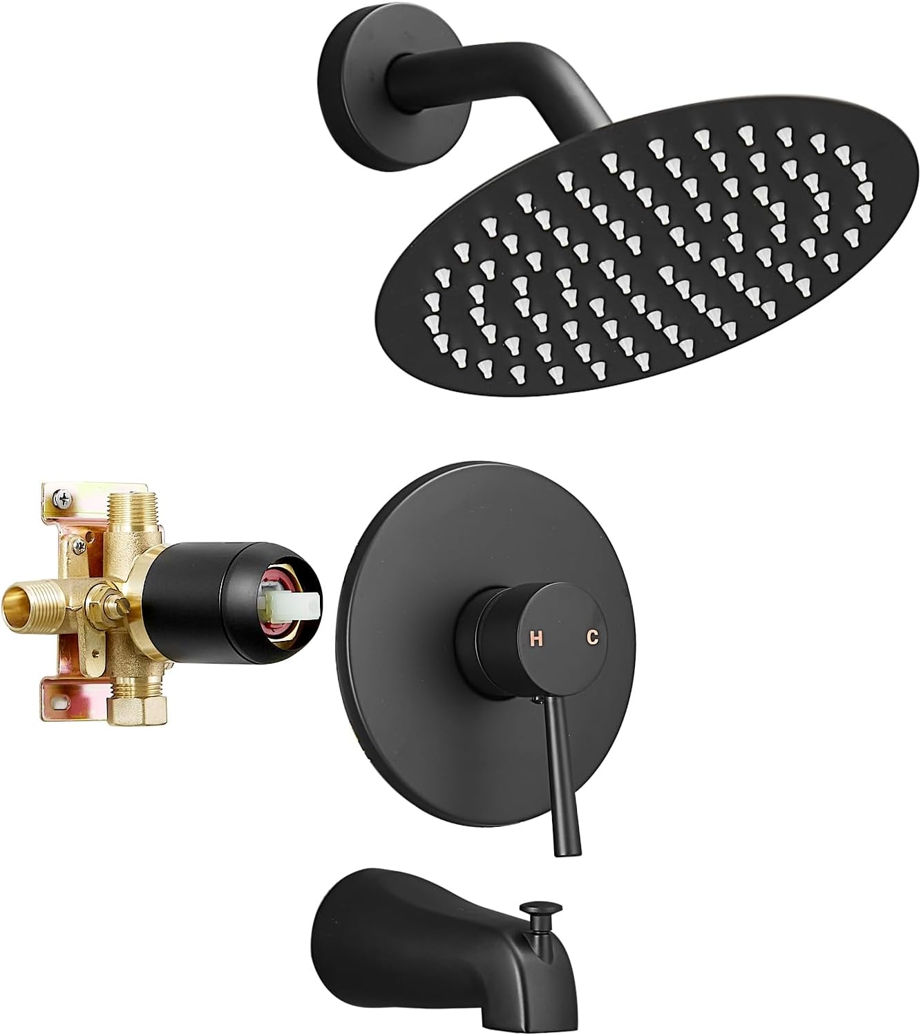 High Pressure 6-Inch Rain Shower Head & Faucet Set with Valve - Modern Bathroom Fixtures
