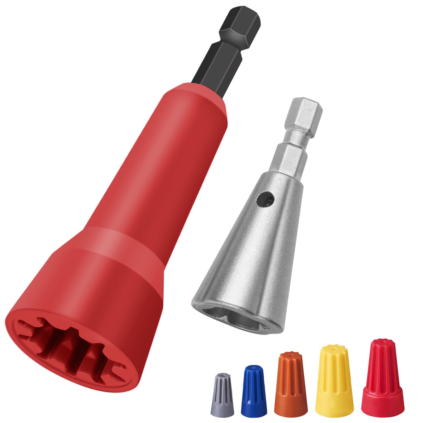 Wire Nut Twister,Wire Twisting Tool,Wire Nut Twiter for Drill,Spin Twist Wire Connector Socket,Wire Connector Driver with 1/4" Chuck,Wire Stripping and Twisting Tool(Wire Nut Twister Red)