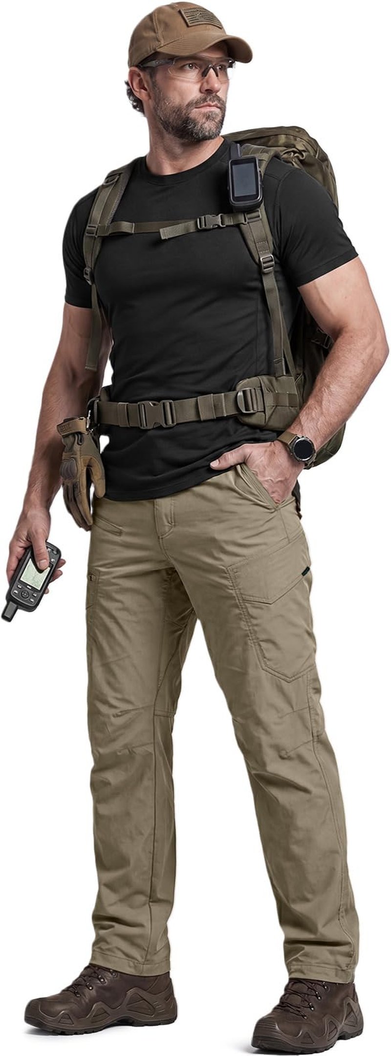 CQR Men's Quick Dry Tactical Pants, Water Resistant Outdoor Pants, Lightweight Stretch Cargo Work Hiking Pants, Runyon Cargo Pants Sandstorm, 36W x 30L