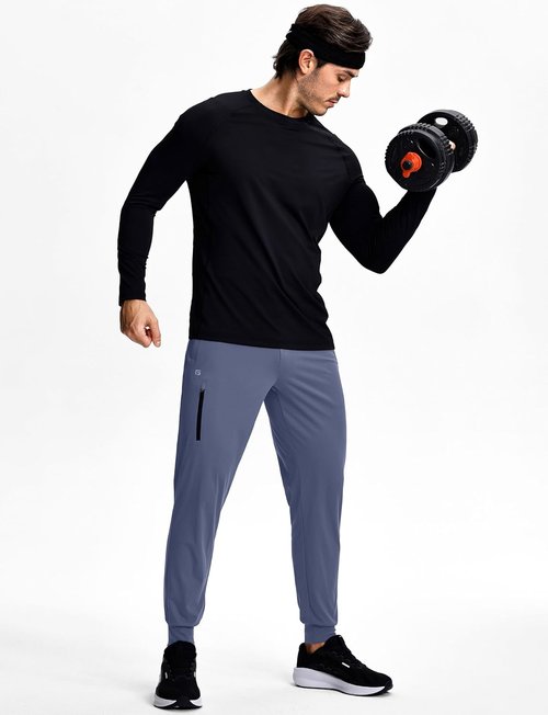GGJ Men's Athletic Joggers - Stretch Tapered Running Sweatpants with Zipper Pockets | Gym & Workout Pants
