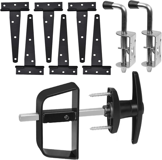Complete Shed Door Hardware Kit with T-Handle Lock, Heavy-Duty Latches & Hinges - Weatherproof for Sheds & Gates