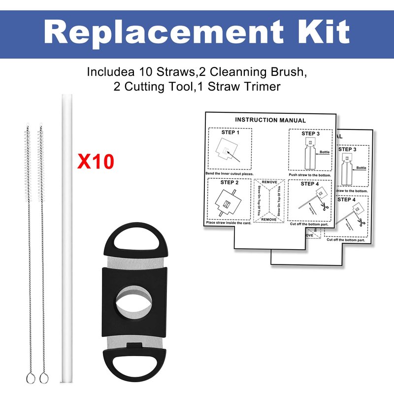 Reusable Silicone Straw Set for Hydro Flask Bottles – Fits 12/16/18/20/24/32/40/64 oz, Silicone Straws + Cleaning Brushes + Measuring Sheets + Cutter Tool (15)