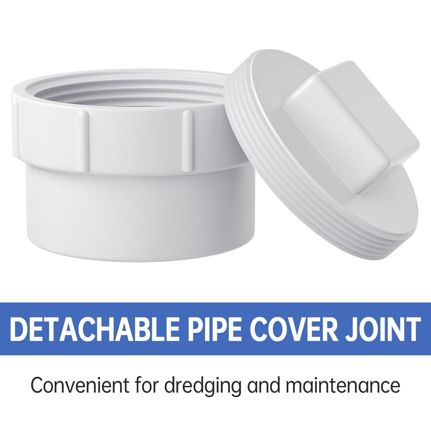 Oblectatio 3" PVC Sewer Cleanout Adapter with Plug Pipe Fitting - Durable DWV Flush Cap for Drainage Systems