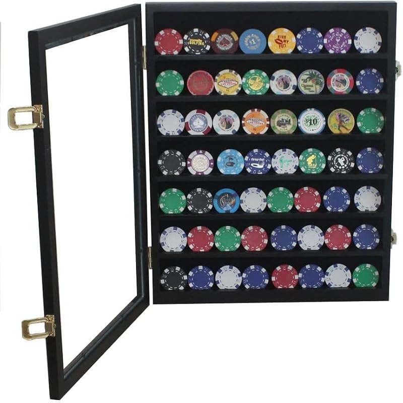 Military Challenge Coin Display Case Wall Frame with Lockable Acrylic Door