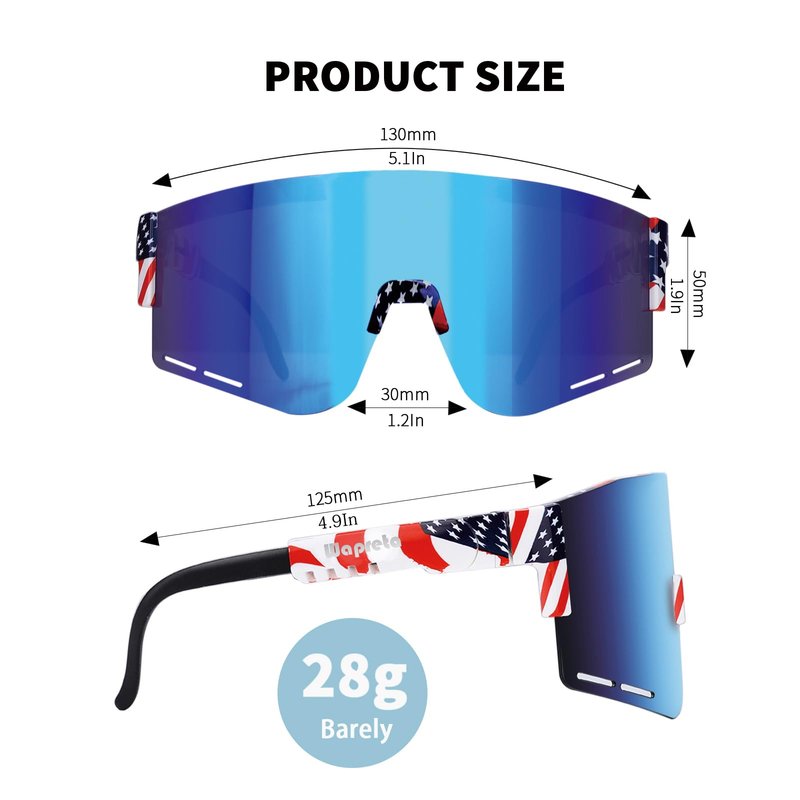 Wapreta Youth Baseball Sunglasses Men and Women Polarised Sports Sunglasses TR90 Adjustable Cycling Glasses Driving Running (C5)