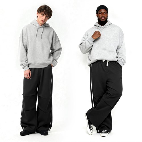 GINGTTO Mens Baggy Sweatpants Wide Leg Y2k Track Pants Men Loose Fit Open Bottom Sweat Pants for Men Black L