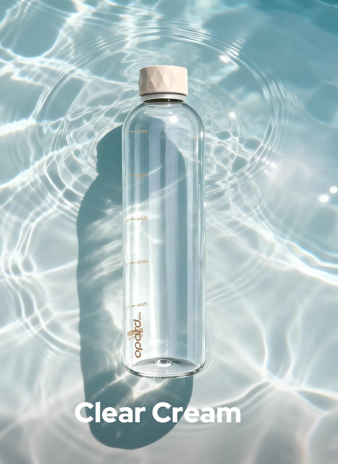Opard Slim Pro 32oz Water Bottle - BPA-Free Plastic, Leakproof Design, Clear Cream Finish | Ideal for Travel & Sports