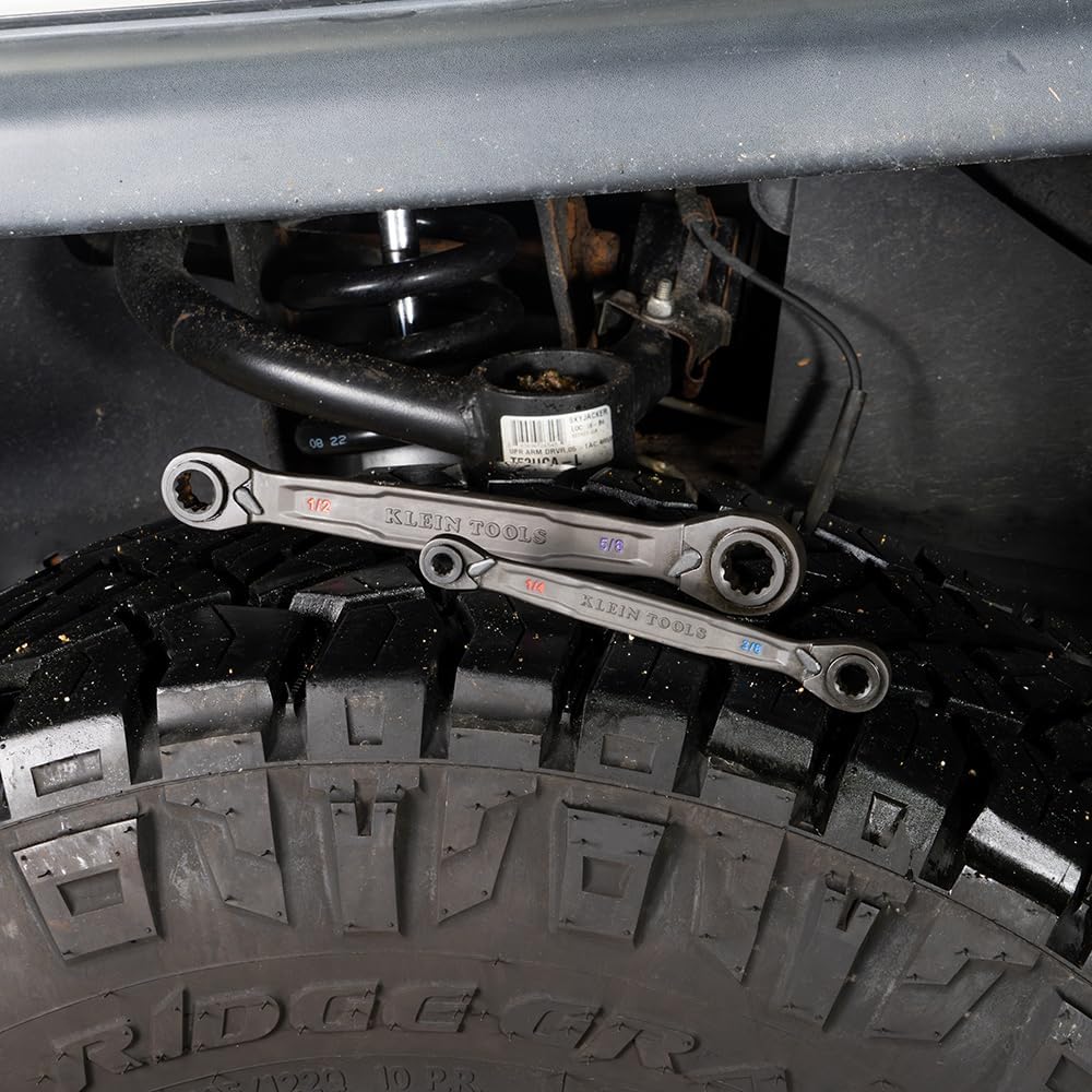 4-in-1 Reversible Ratcheting Box Wrench Set - Klein Tools, SAE, 2-Piece, 1/4 to 3/4-Inch