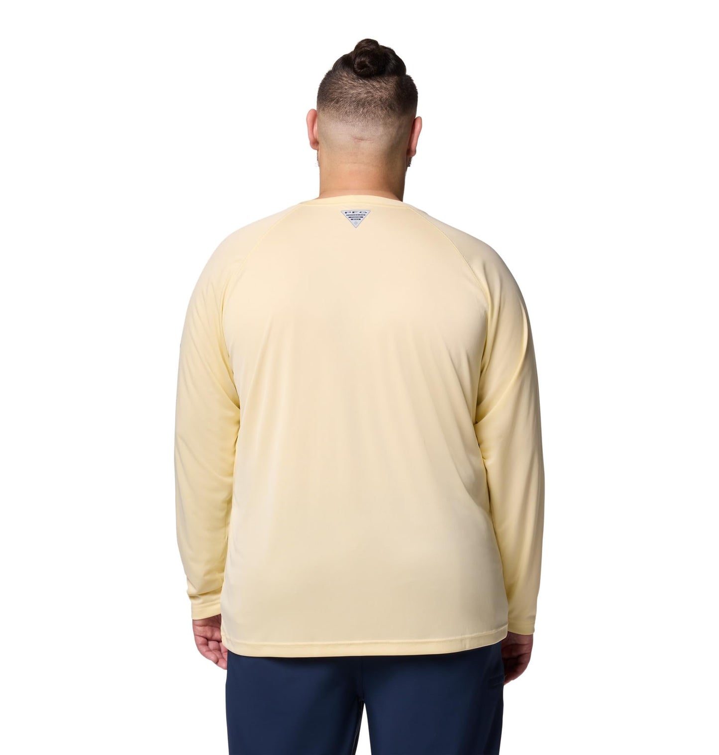 Columbia Men's PFG Terminal Tackle Long Sleeve Fishing Shirt, Lemon Wash/Blue Echo Logo, X-Large Tall