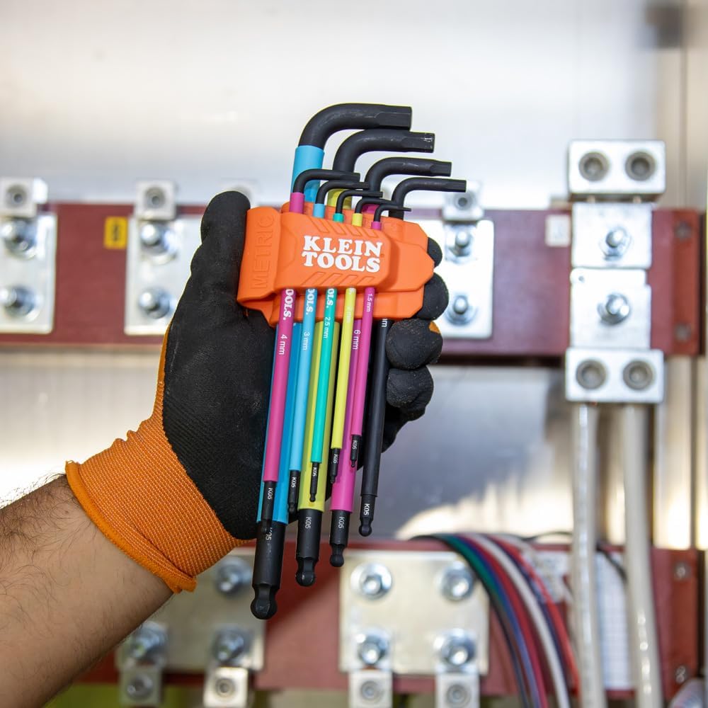 Klein Tools 18-Piece Hex Key Wrench Set - Color Coded, SAE & Metric, Long Arm & Ball End