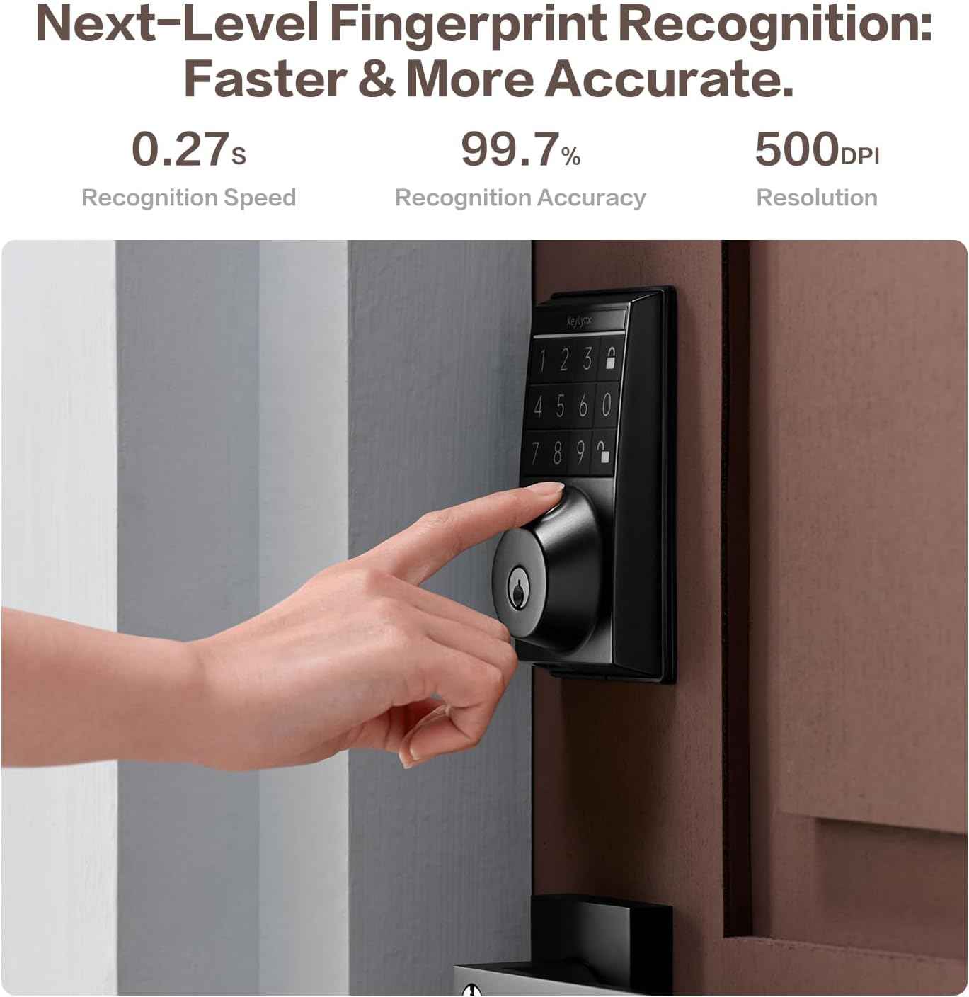 Keylynx Smart Door Lock 4-in-1 with Fingerprint, Keypad & APP Control - Keyless Entry, Auto-Locking, 16-Month Battery
