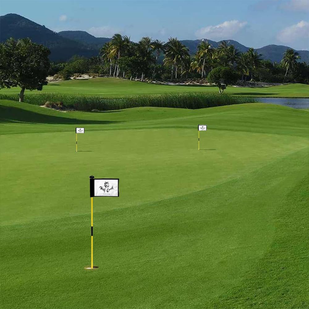 2BUT The Wolf Golf Course Mesquite Nevada Golf Pin PGA Flag Practic Putting Green Golf Flag For Backyard Garden Double-Sewn 600D Nylon Miniature Pin Flag Regulation Tube Flag (8"X6")