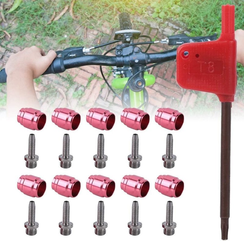 WQAPVHBG Bicycle Olive Connecting Insert, 10Pcs Bike Olive Head Set, Oil Brake Olive Head Oil Needle and 1Pcs Installing Tool Replacement for Sram Stealthamajig Bike Brake Qil Tube
