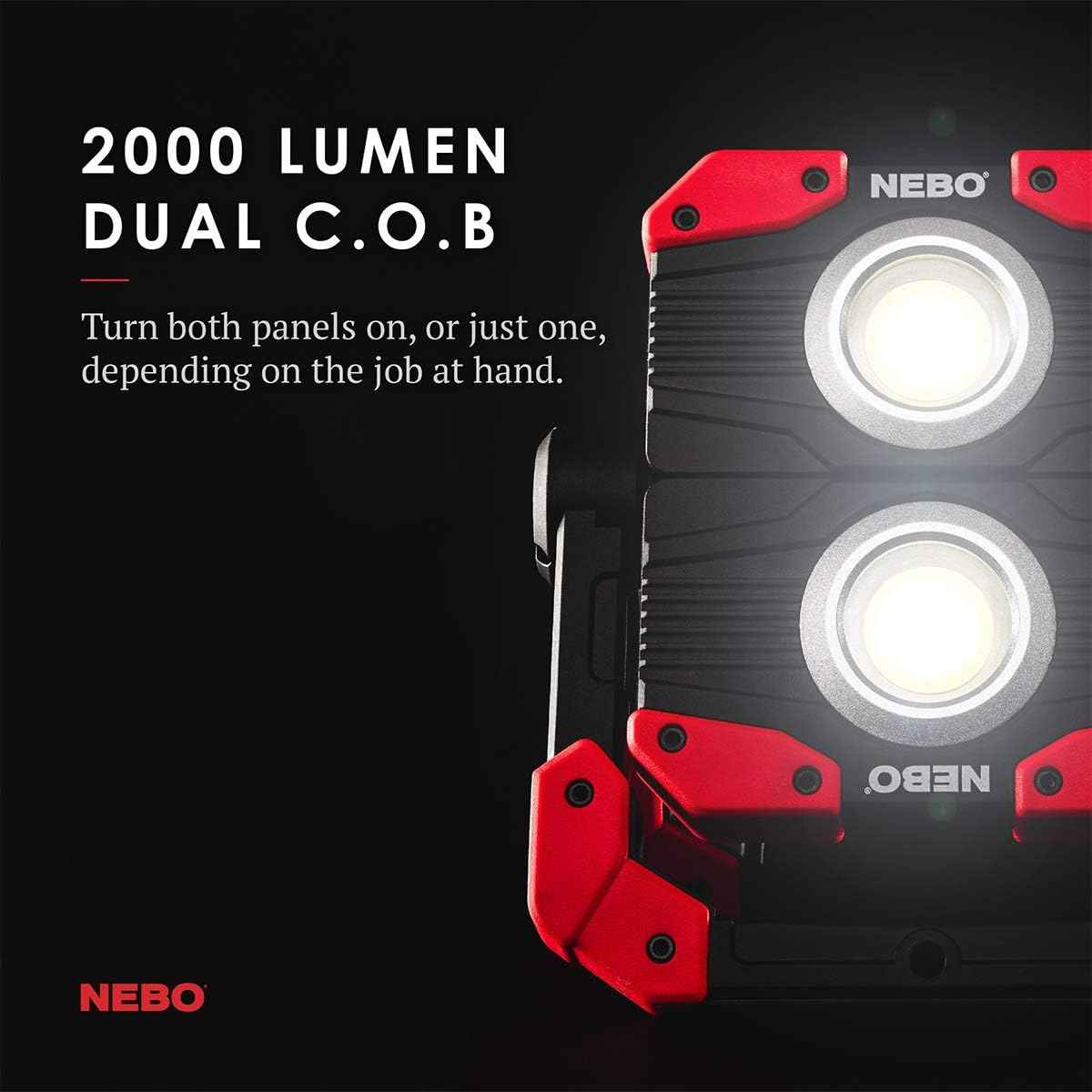 NEBO OMNI 3K Rechargeable Work Light - 3000 Lumens, 6 Modes, Magnetic Handles, Power Bank & USB-C Cable