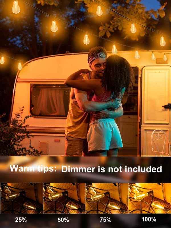 200FT Waterproof LED Outdoor String Lights with 100 Shatterproof Edison Bulbs - Dimmable Patio Decor for Backyard & Garden