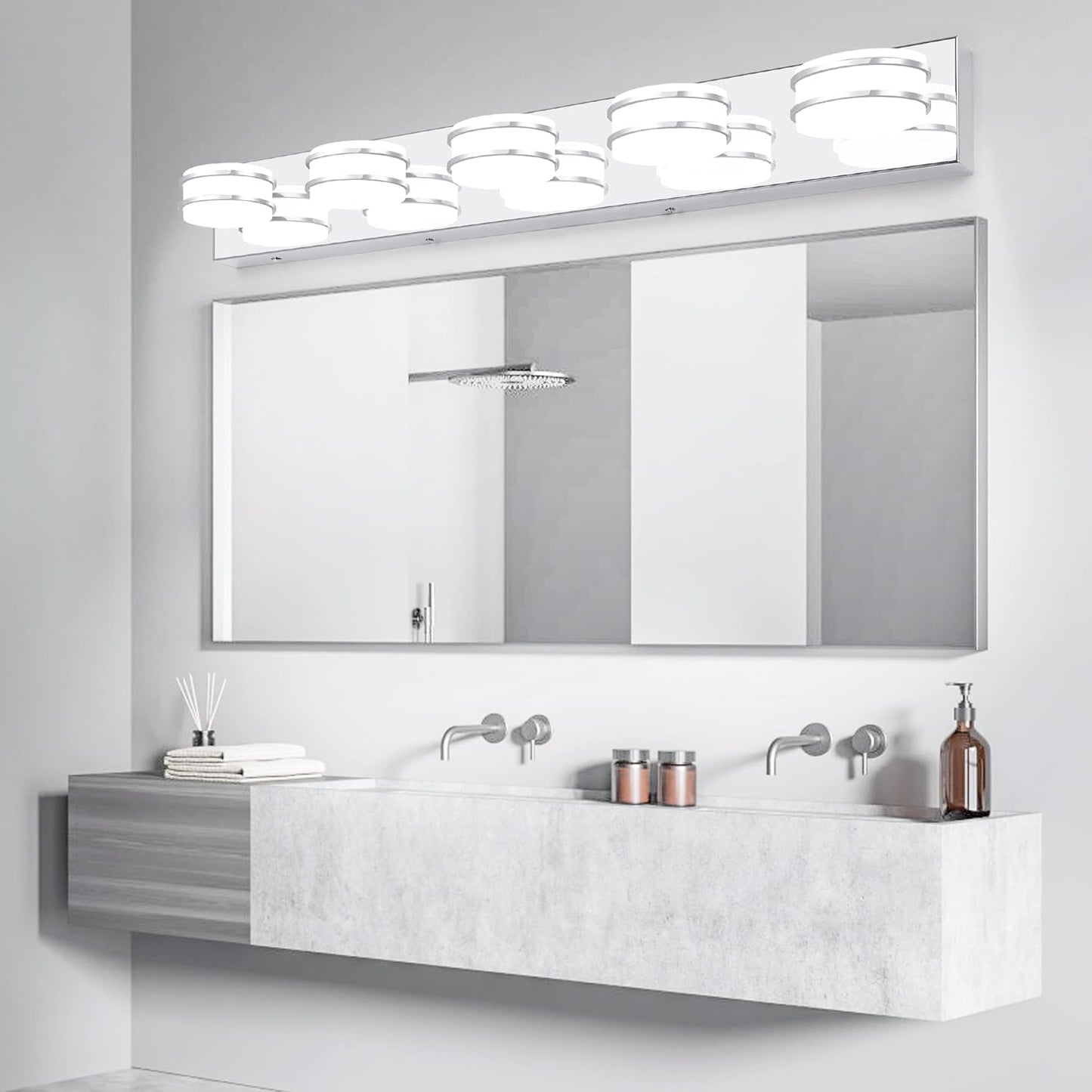 LED Chrome 3-Light Dimmable Bathroom Vanity Light Fixture - Modern Acrylic & Stainless Steel Over Mirror Lighting