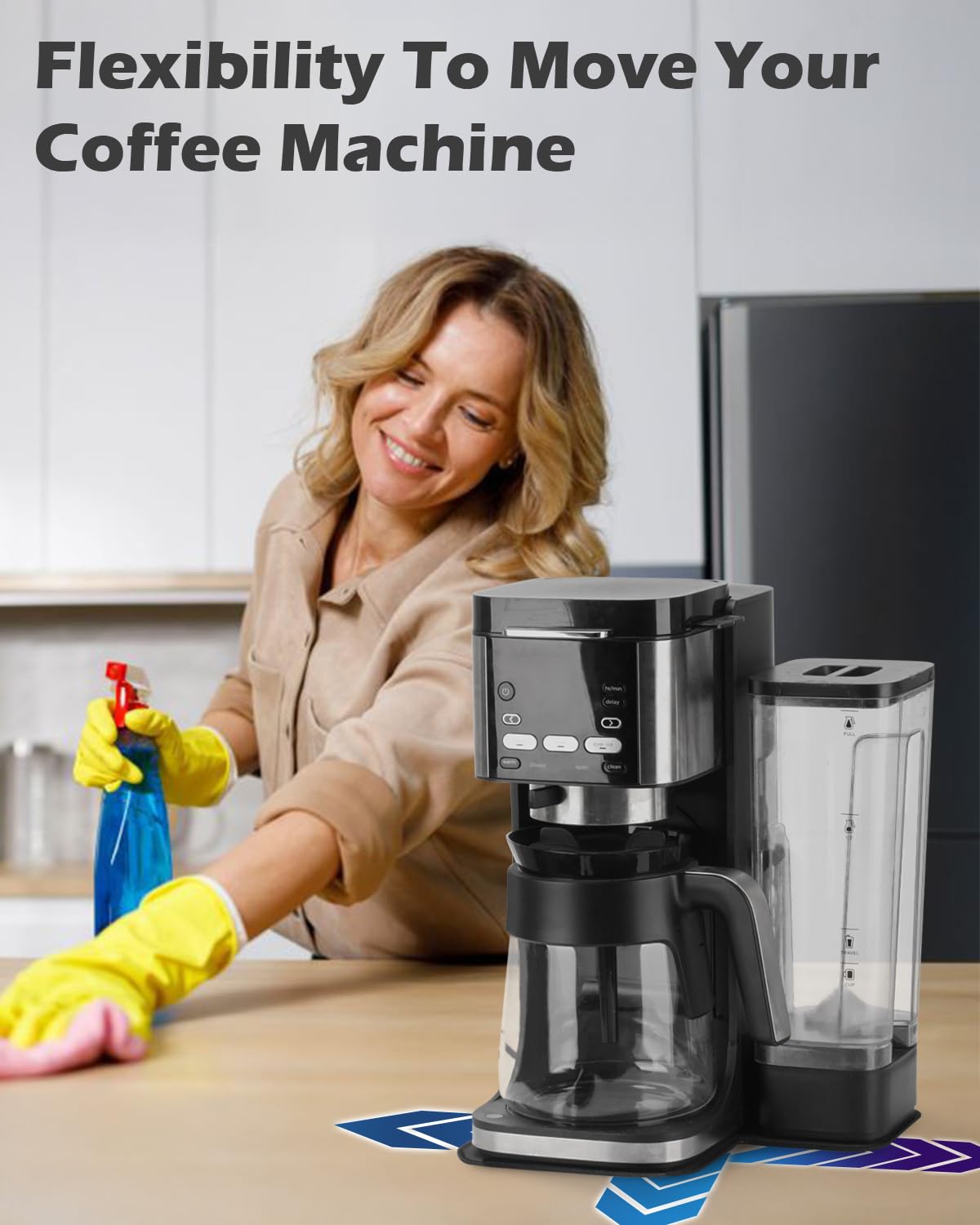 Tiga Sliding Pad for Ninja CFP101 DualBrew Coffee Maker – Anti-Slip Glide Mat with Hanging Strap – Scratch-Free Movement for Countertop, Dual-Sided Design, Perfect Fit Accessory