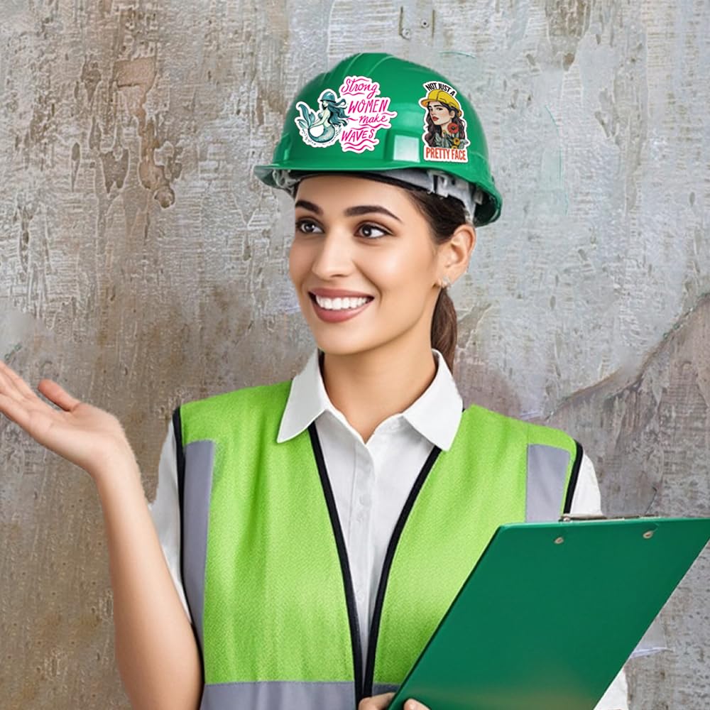 Women Hard Hat Stickers | Blue Collar Decals for Hardhat | Woman in Trade Empowerment Construction Decal