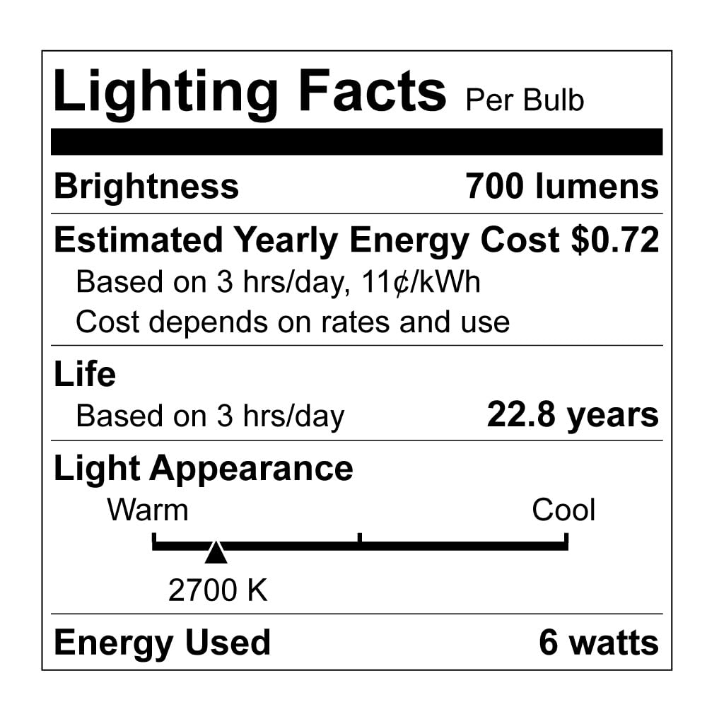 Gozelux A15 LED Bulbs - Vintage Edison Bulbs, Dimmable, Clear Glass, E26 Medium Base, 6W (60W Equivalent), 2700K Warm White, 700LM, for Ceiling Fans, Appliances, Refrigerator Lights - 6 Pack