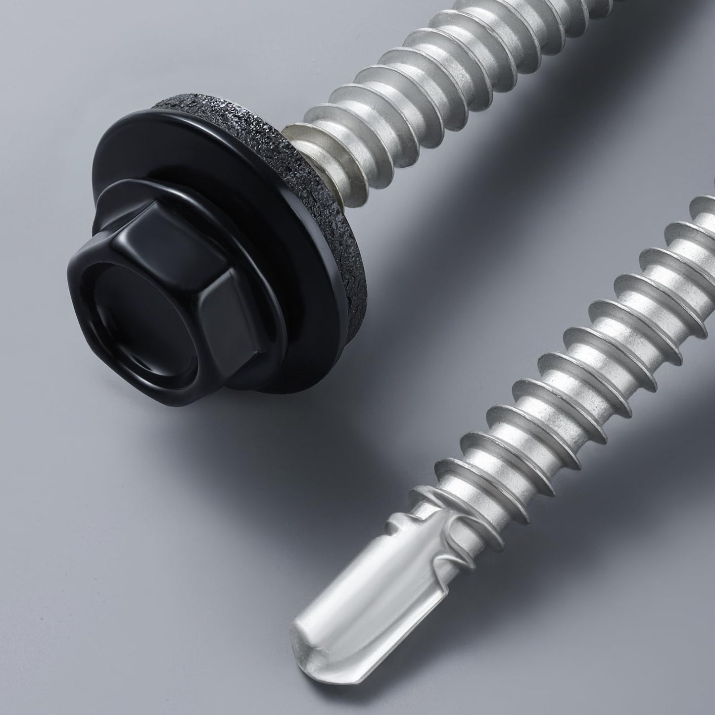 BNUOK #10 x 1 in Self-Drilling Metal Roofing Screws,Sheet Metal Roof Screw,EPDM Washer,Black Hex Head,with Hex Driver Bit(1LBs,85Pcs)