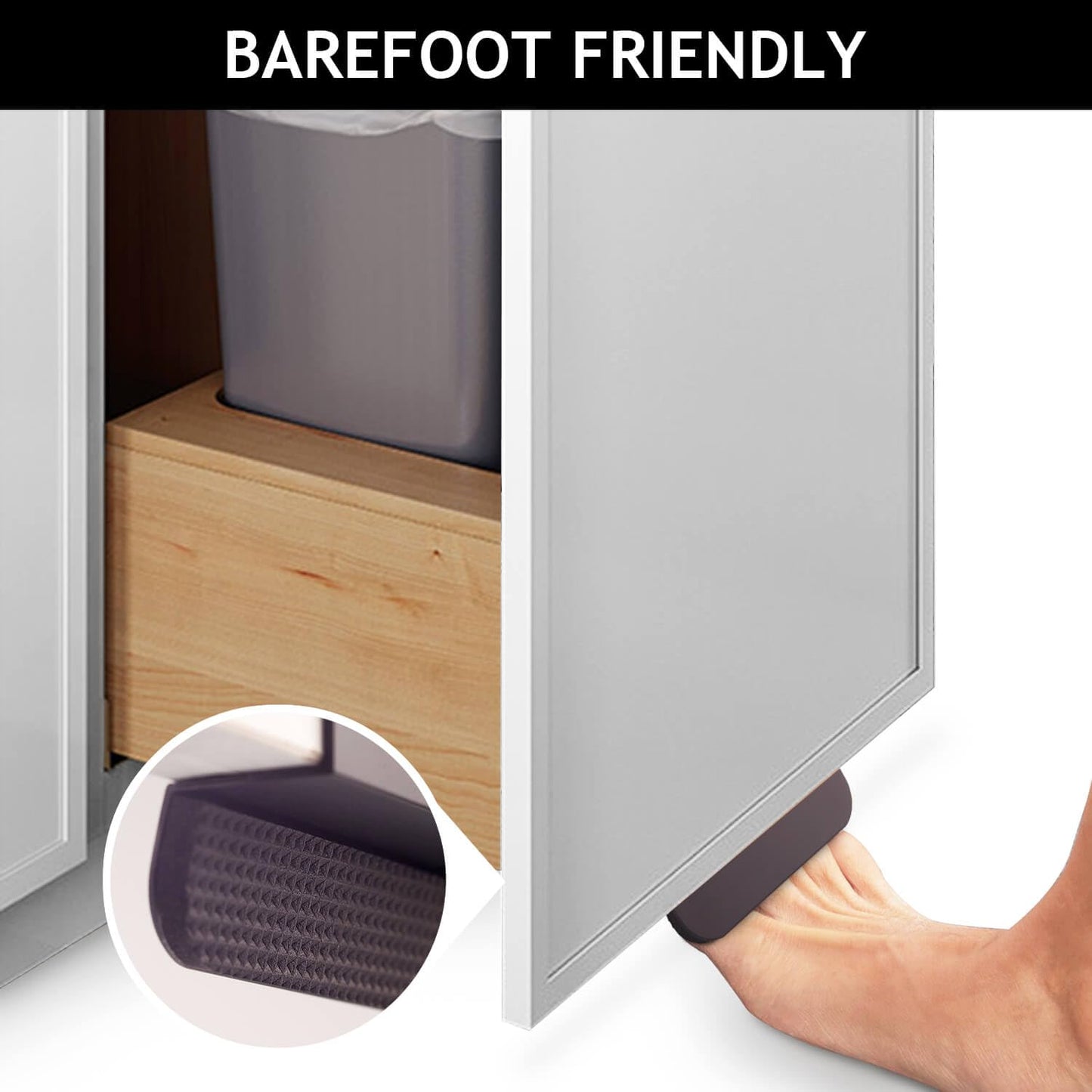 RVPEKUPE 1-Pack Under Cabinet Foot Pull with Adhesive and Screws, Hands Free Toe Foot Pull Opener for Kitchen Trash Cabinet Drawer, 4 Inch (Matte Black)