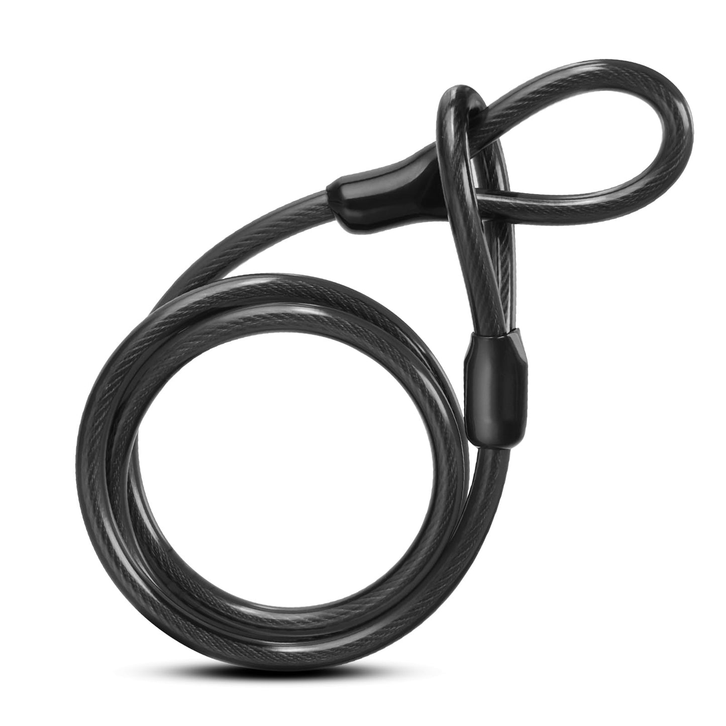 FEUOWEL Bike Lock Cable, 10mm Thick/4FT Long Heavy Duty Security Cable with Loops, Vinyl Coated Cut Resistant Anti-Theft Bike Cable Lock Security Chain Bike Steel Cable (4ft, 7ft, 15ft Available)