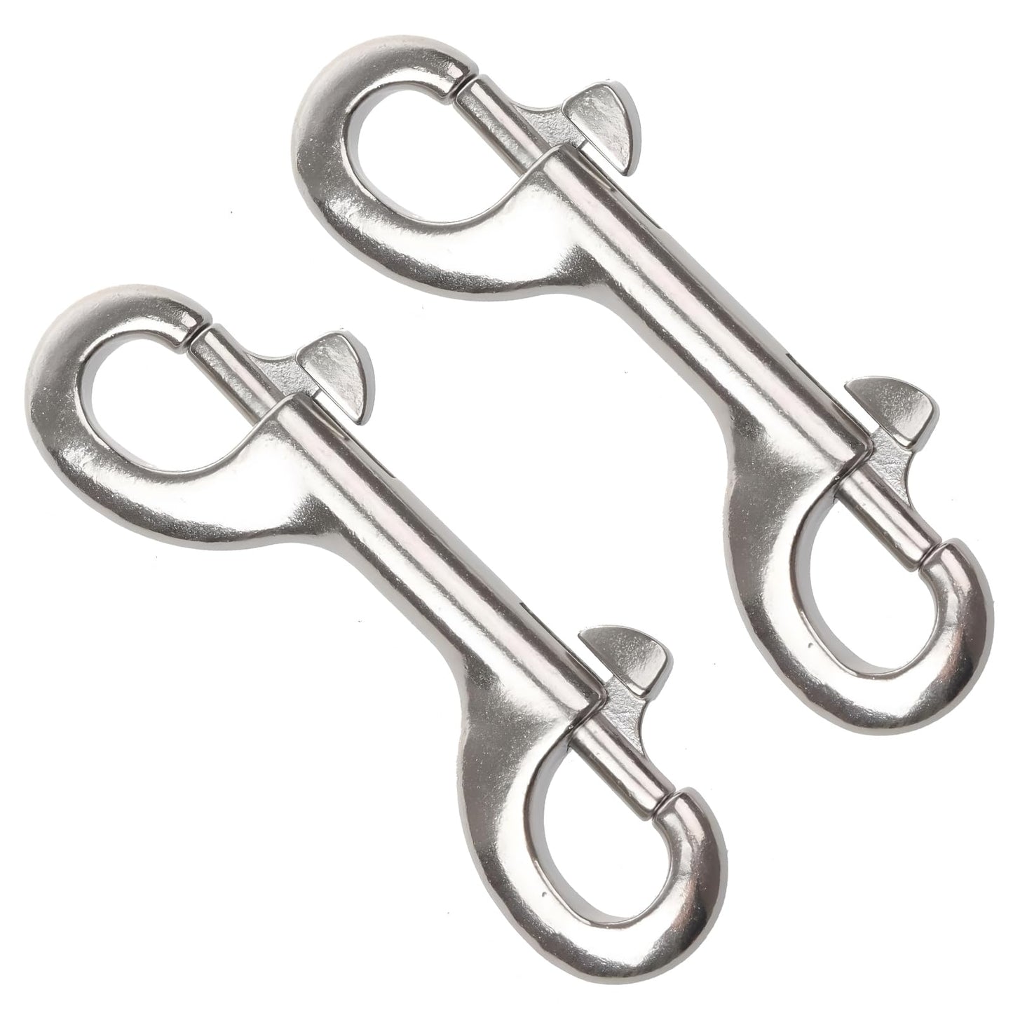 YUEARN Double Ended Bolt Snap Hook, 2-Pack 3-1/2 in 316 Stainless Steel Marine Grade Double End Trigger Snaps Metal Clips for Dog Leash, Key Chain, Horse Tack, Pet Feed Buckets, Diving
