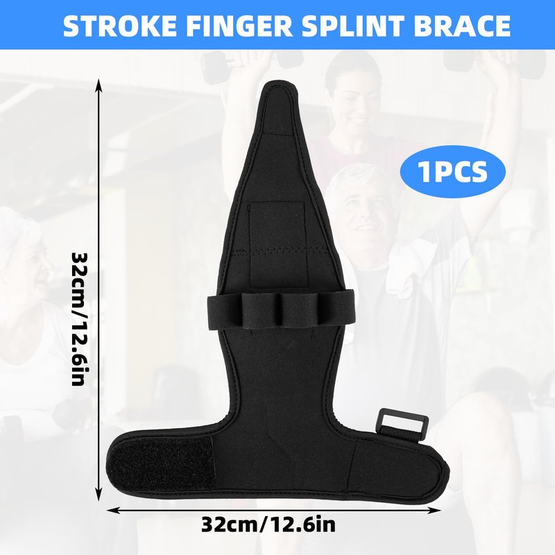 Stroke Finger Splint Brace Ability, Finger Rehabilitation Auxiliary Training Gloves for Elderly Patients, Anti-Spasticity Hand Therapy Equipment for Fist Stroke Hemiplegia Hand Training, Black