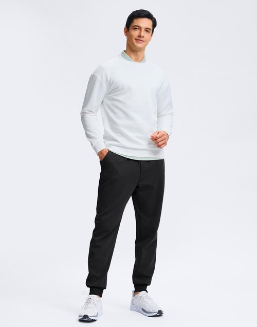 Soothfeel Men's Fleece Joggers Cotton Sweatpants with Deep Pockets Loose Athletic Running Gym Workout Winter Warm Pants, Black L