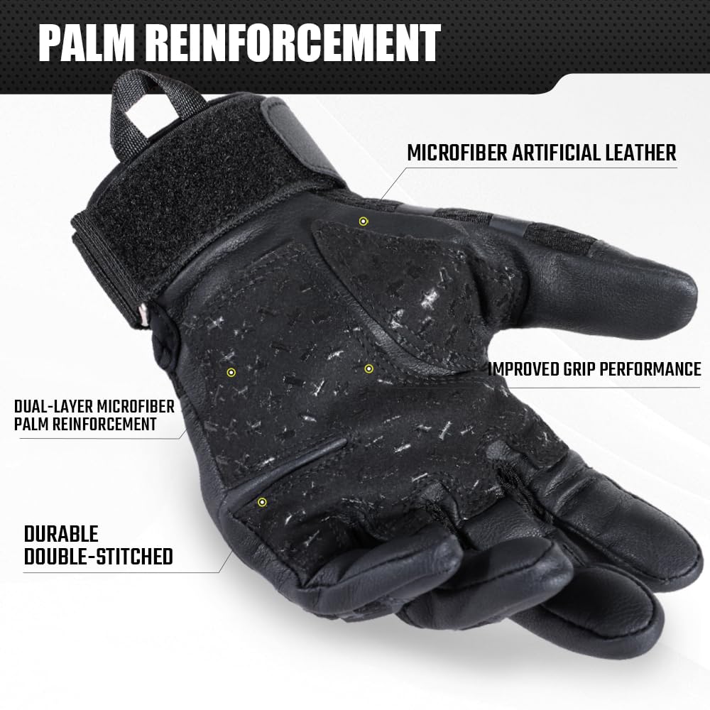 WTACTFUL Touch Screen Motorcycle Tactical Gloves for Men Airsoft Paintball Gear MTB Bike Cycling Cross-Country Motorbike ATV Hunting Hiking Riding Driving Work Outdoor Full Finger Gloves L Black