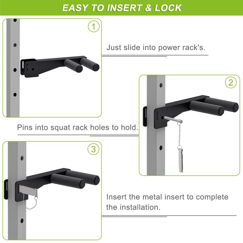 Lifeswell Dip Bar Attachment for 2" x 2" Power Rack, Non-Slip Wide & Narrow Grip Handles, 500 lbs Capacity, Squat Rack Attachment for Dips, Inverted Rows, Push-Ups