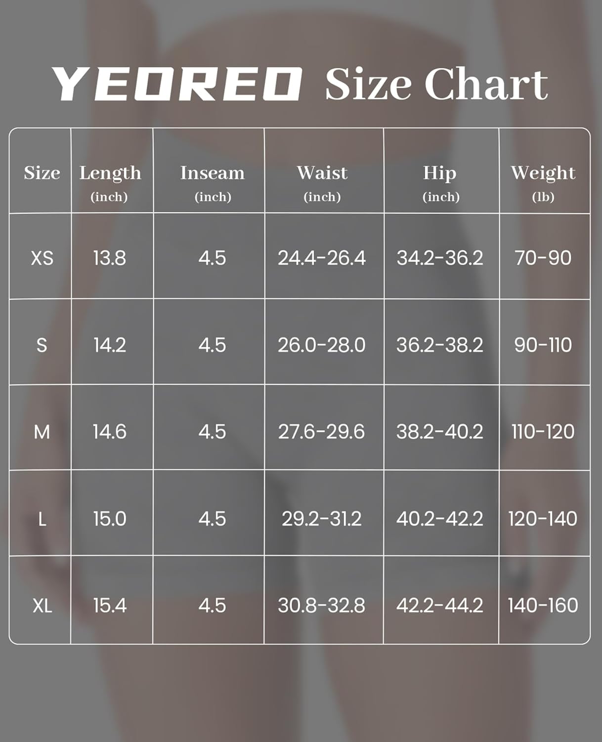 YEOREO Women's Biker Shorts - 4.5" Faux Denim, Mid Waist, No Front Seam, Hidden Scrunch Lift