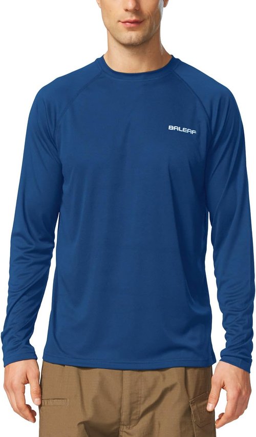 Baleaf Men's UV Protection Shirt - SPF 50+ Long Sleeve Rash Guard for Fishing & Running - Quick Dry Lightweight