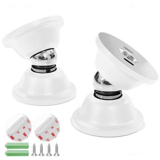 NiHome RV White Magnetic Door Stop for Door Holding & Stopping, Easy Install Non-Obtrusive Design, Flexible Mounting Options for RV, Older Homes & Uneven Doors, Protects Walls(2PCS)