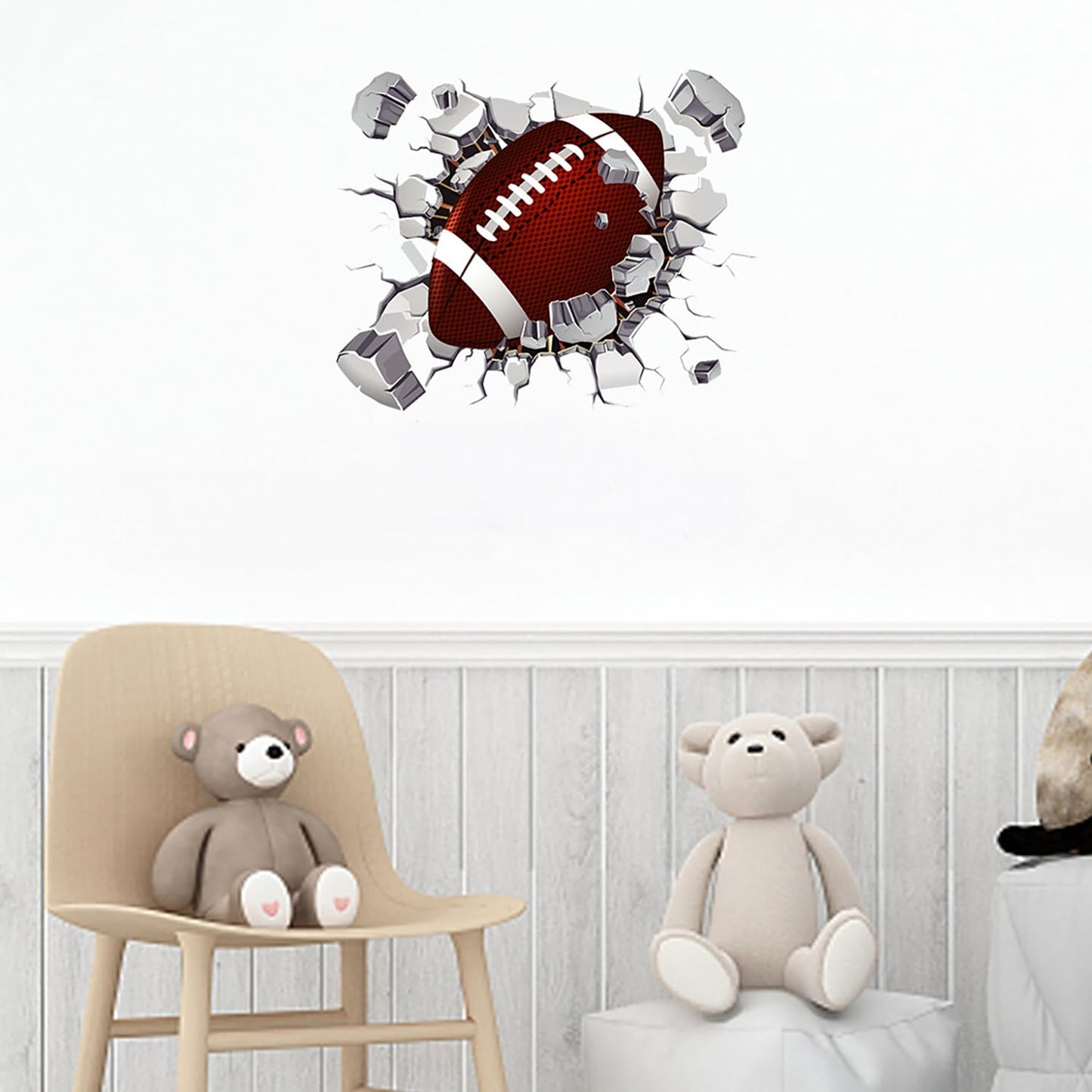 2 Sheets Rugby Breakthrough Wall Decals - American Football Sports Art Stickers for Kids Room Decor, Boys Bedroom, Football Lovers & Players - Easy Peel & Stick Wall Art