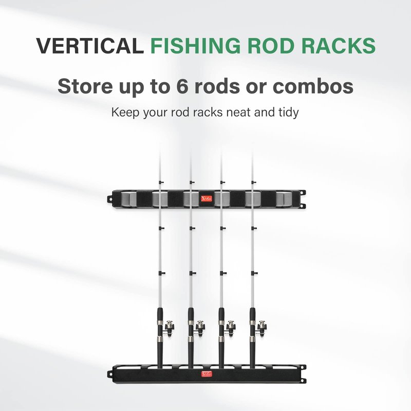 Simple Deluxe Vertical Fishing Rod Holders Wall-Mounted – Fishing Rod Rack, Great Fishing Pole Holder & Rack for Garage, Store 6 Rods or Combos in 13.6 ", 1 Pair Vertical Pole Racks Grey