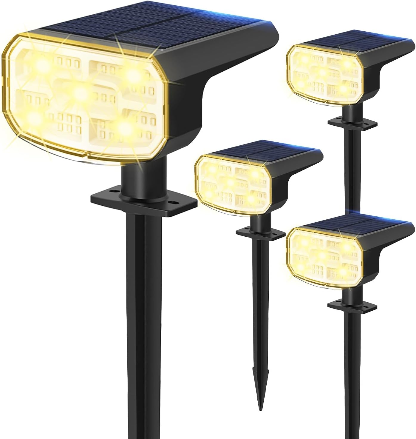 Super Bright Solar Spot Lights - 6 Pack, Waterproof IP65, 2 Color Temperatures, 4 Modes for Outdoor Landscape