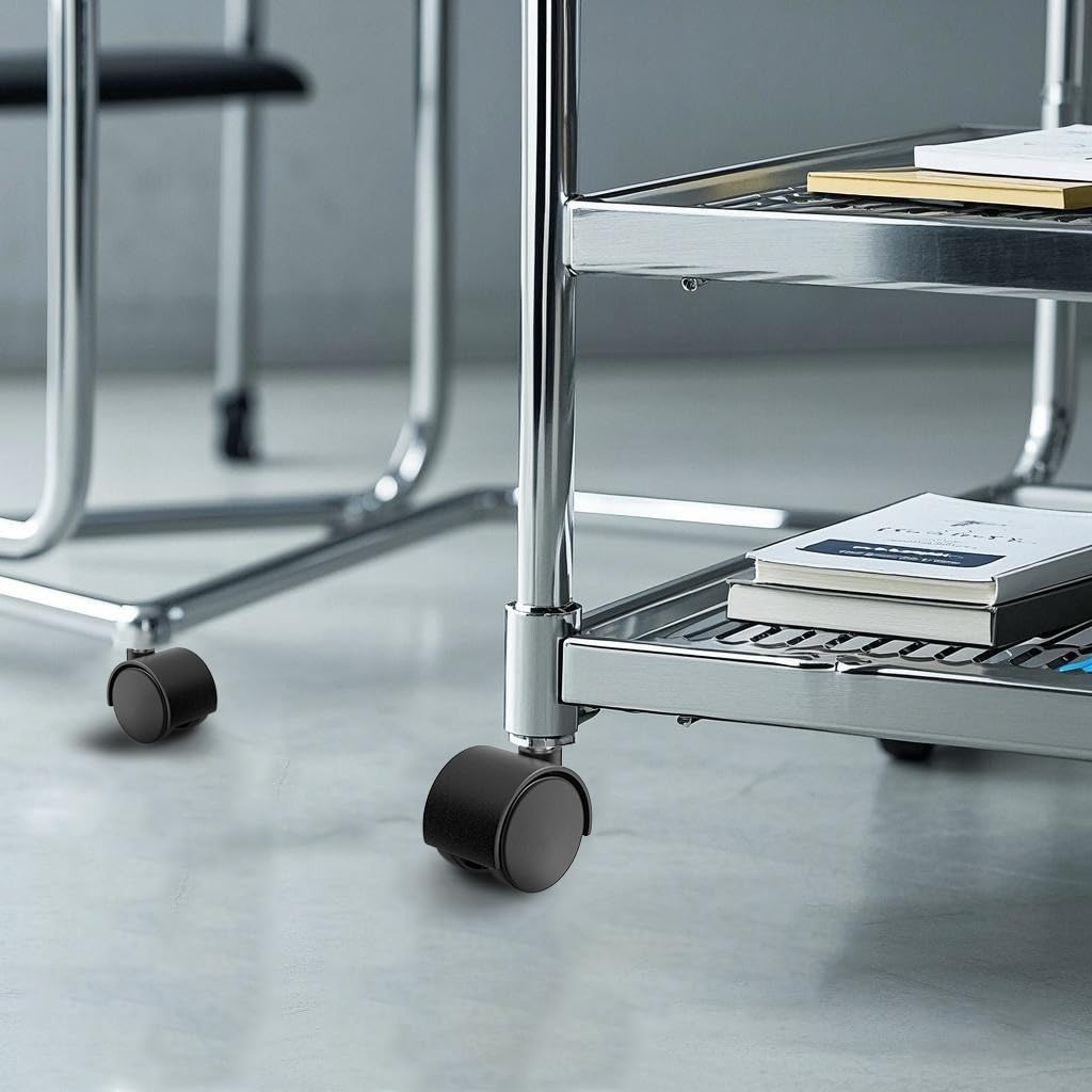 ANDUTEES 2 Inch Furniture Stem Casters Set of 4, Threaded Stem Diameter 5/16" Plastic Caster Wheels, Black Swivel Small Castors with T-Nuts, for Table, Cabinet, Storage Rack