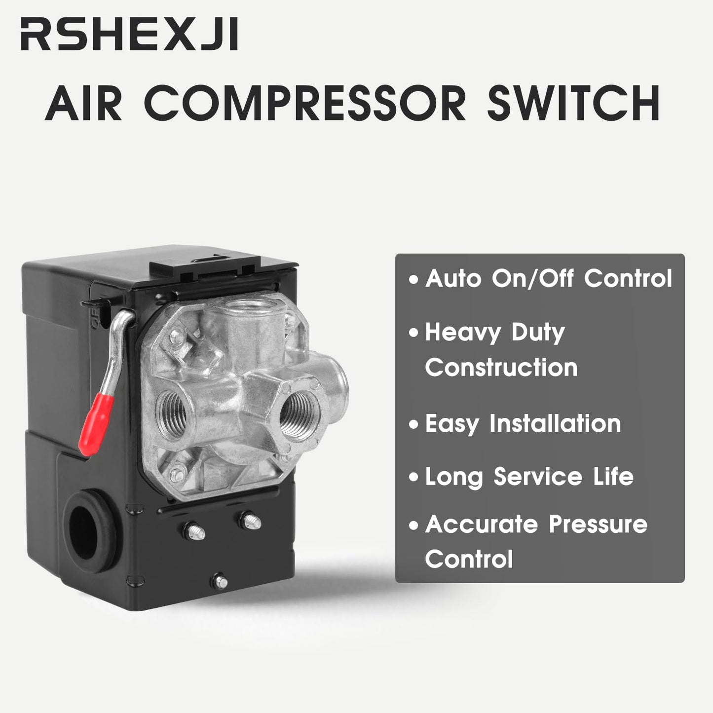 RSHEXJI Air Compressor Pressure Switch FB10-4H, 4 Port 1/4" NPT, 95-120 PSI Pressure Control Switch for Air Compressor Parts Replacement, Central Pneumatic, Husky, Campbell Hausfeld Compatible