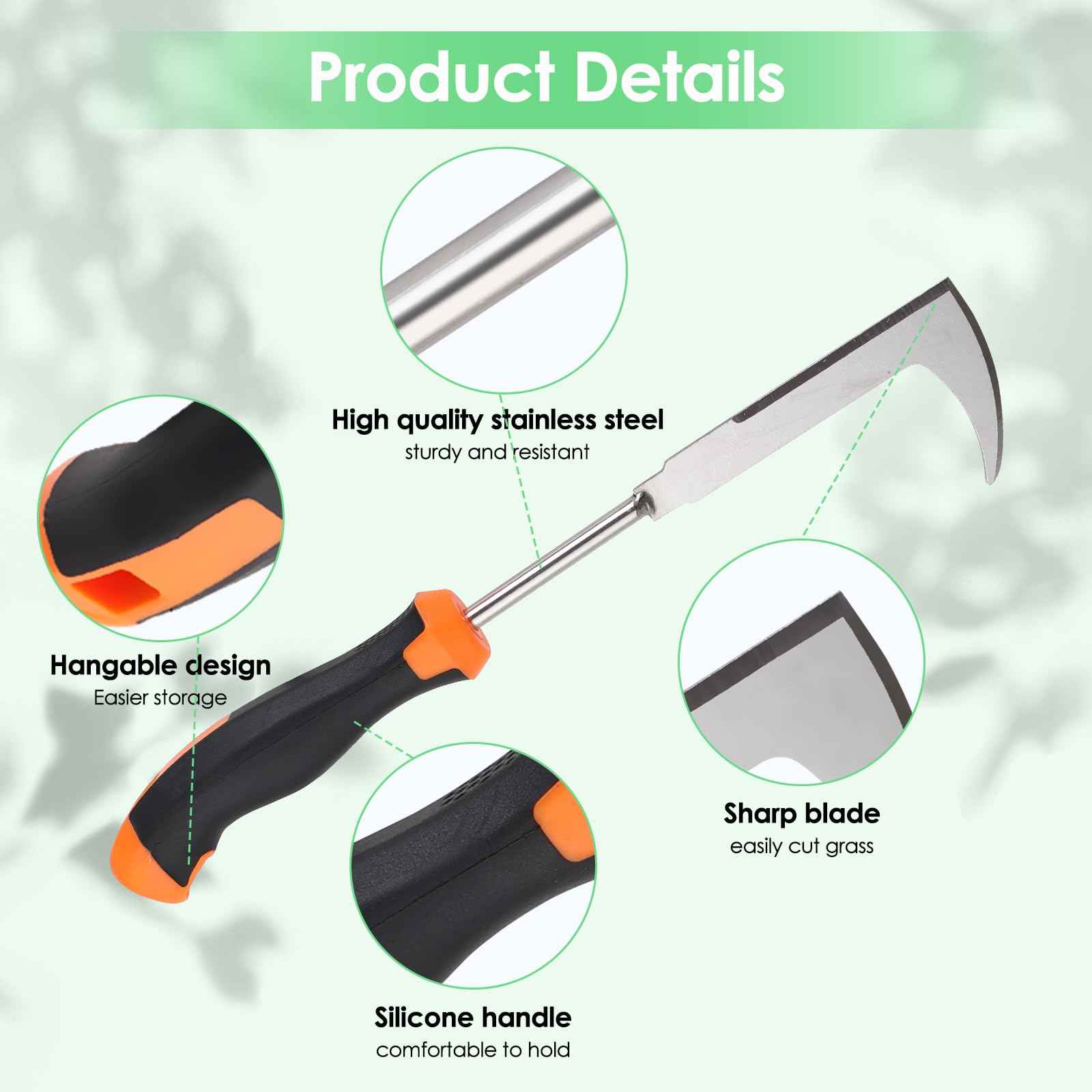 Foyucool Weed Puller Tool, Set of 3, Rubber Handle Weed Remover Tool, Manual Weeder,L-Shaped Weeding Tool, Thickened Stainless Steel Crack Weeder,Planting and Weeding for Garden, Patio, Backyard Farm