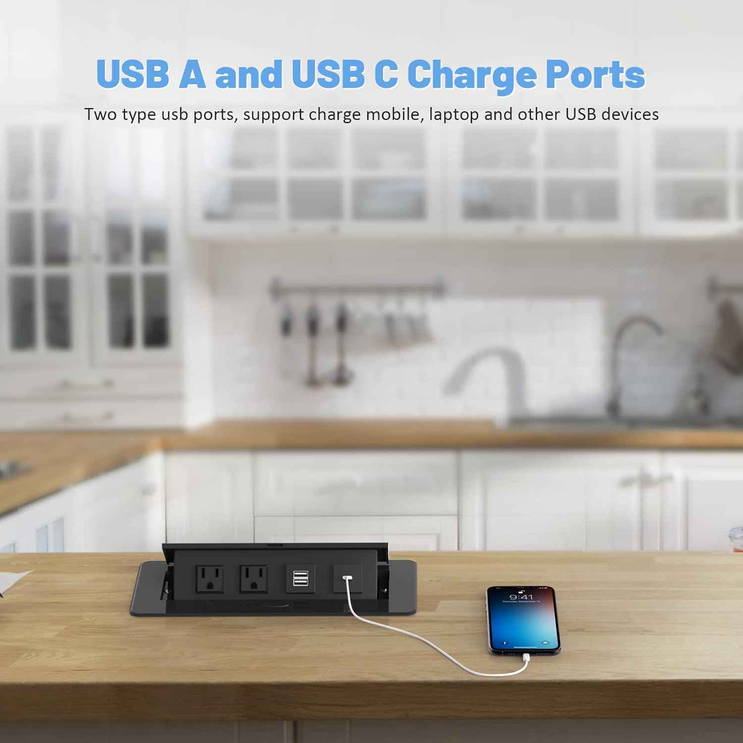 Power Hub Conference Table Connectivity Box - HDMI, USB-C, USB-A & AC Outlets