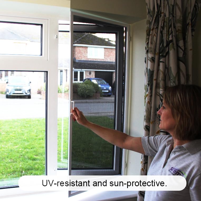 Pet Proof Window Screen Replacement Adjustable Thicken Charcoal Fiberglass Screen Mesh Dog Cat Net for Patio Porch Sliding Door (48"*100")