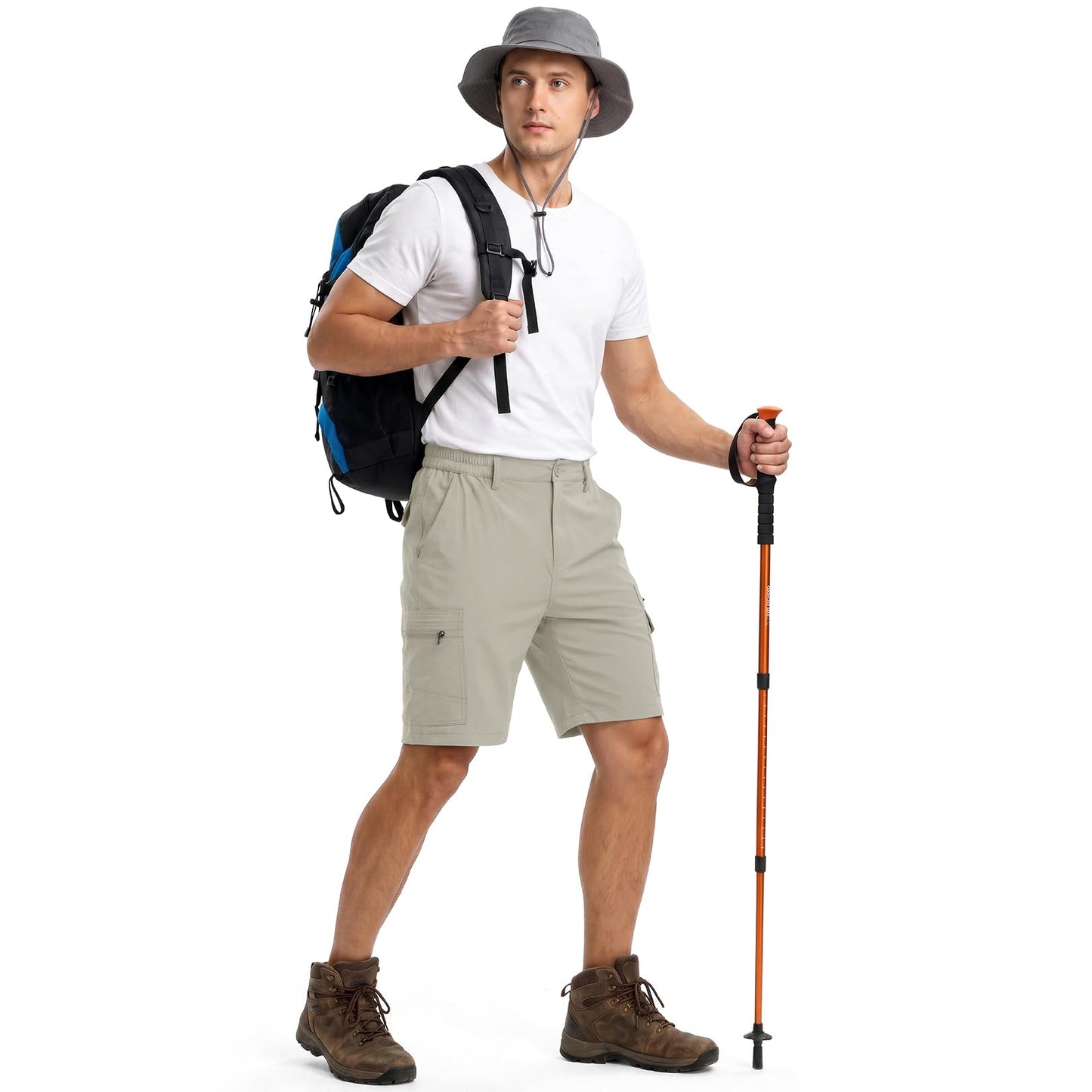Jessie Kidden Mens Outdoor Casual Expandable Waist Lightweight Water Resistant Quick Dry Fishing Hiking Shorts (6222 Grey Green 40)