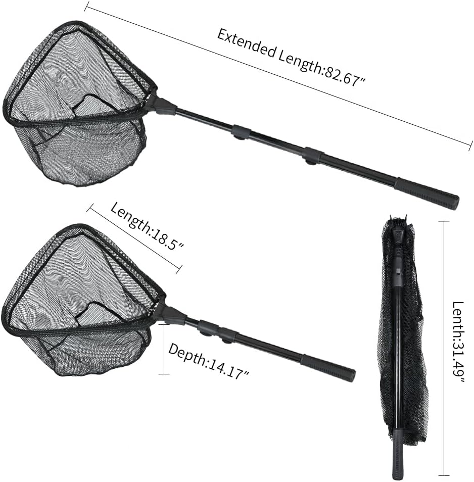 RESTCLOUD Fishing Landing Net - Telescoping Pole Handle, Extends 40-63 Inches | Ideal for Freshwater Fishing