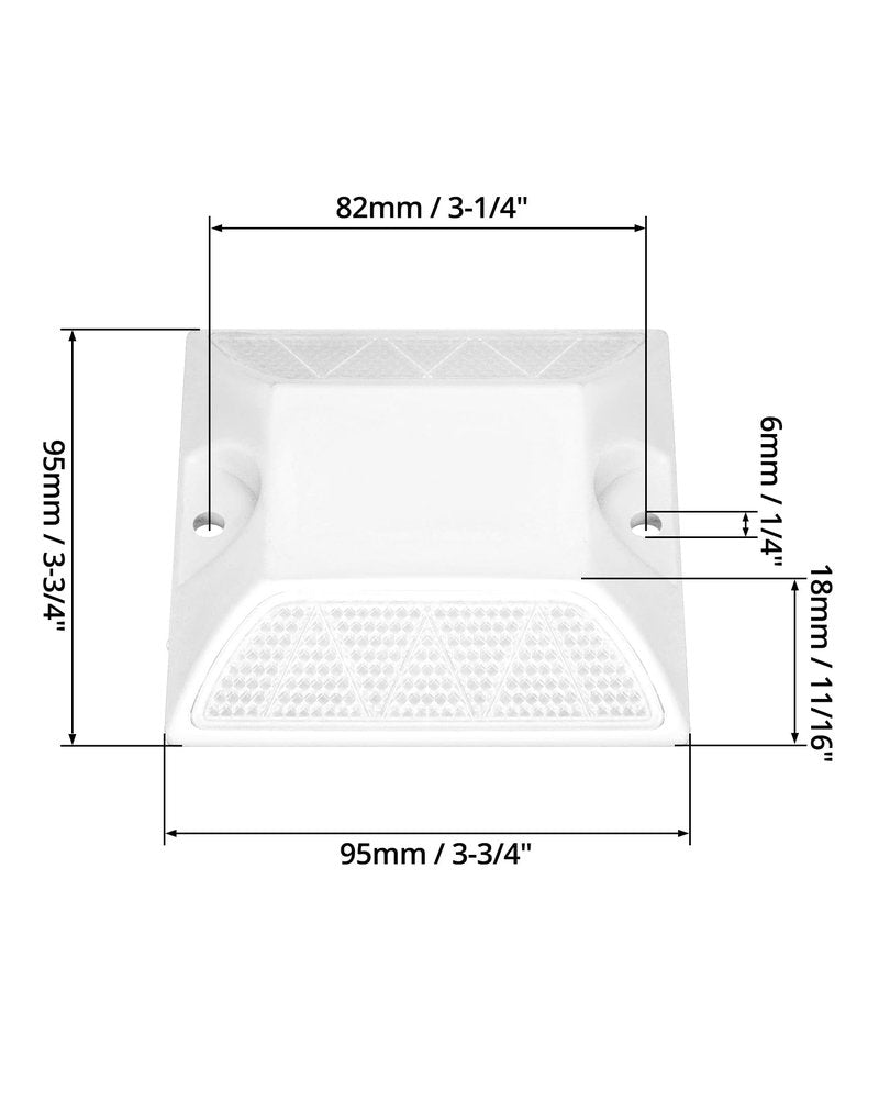 QWORK Road Reflectors, Pack of 10-4x4 Inch High-Reflectivity Driveway Reflectors Stud Markers for Pavement, Sidewalks, Freeways, Driveways