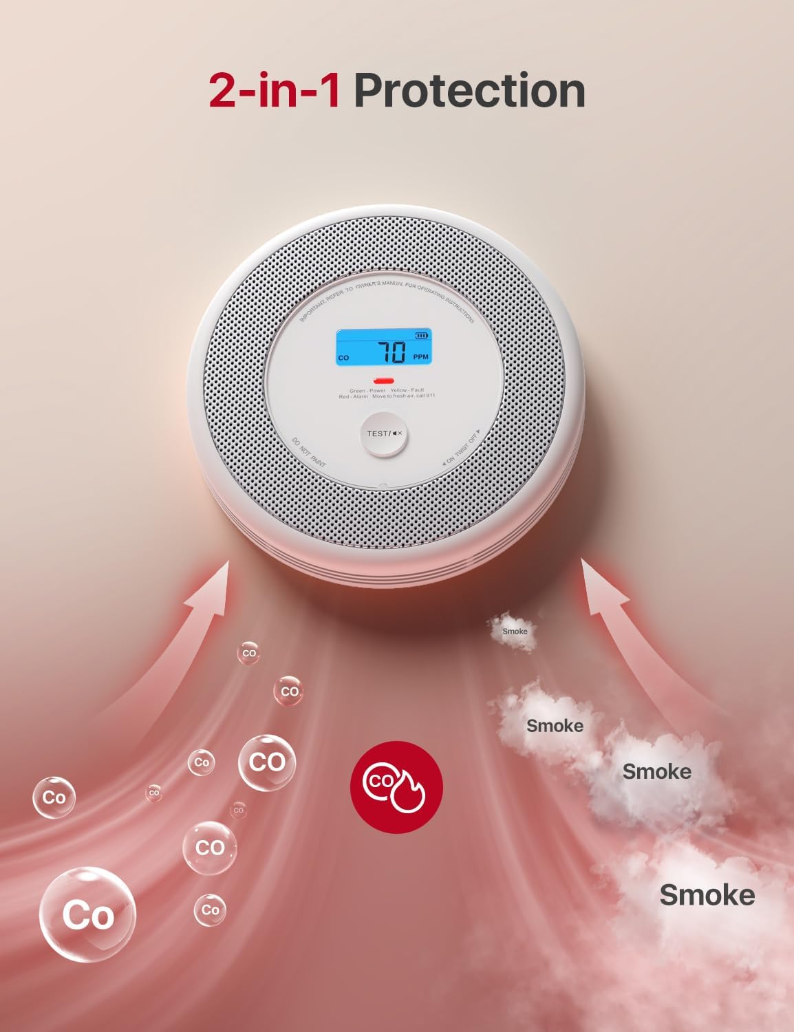 X-Sense XP0A-SR Smoke and Carbon Monoxide Detector Combo with Voice Alerts - 1-Pack