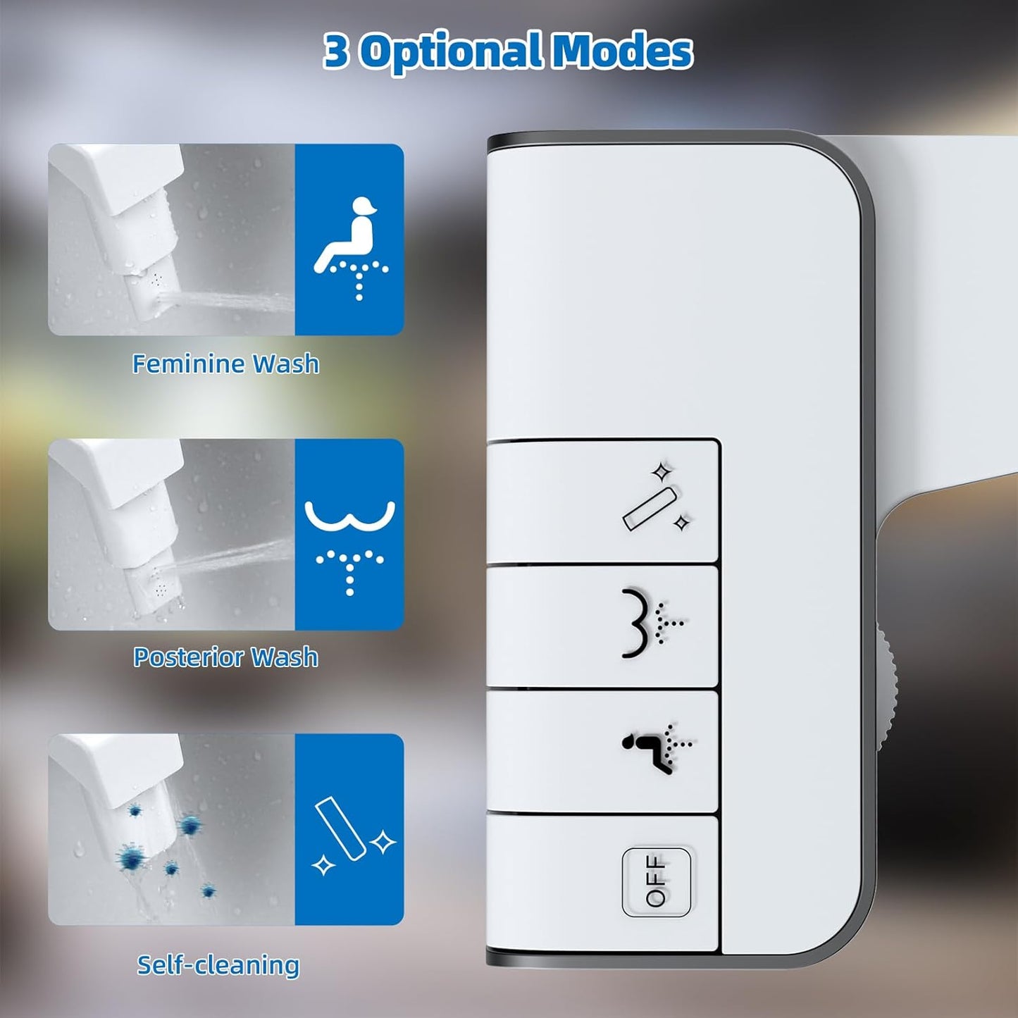 Bidet Attachment for Toilet - Non-Electric Dual Nozzle, Adjustable Water Pressure, Self-Cleaning, White