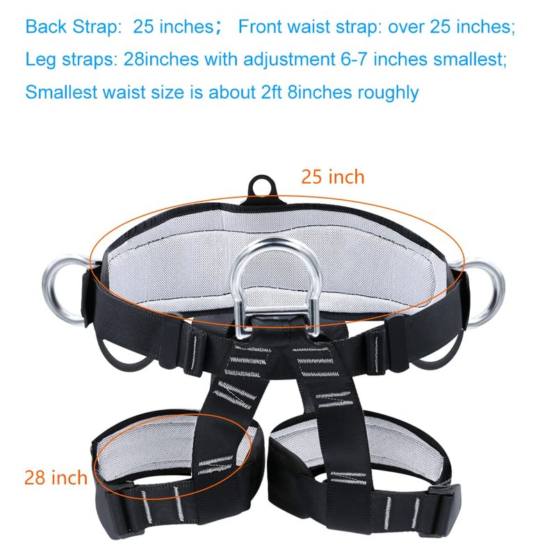 X XBEN Thicken Climbing Harness, Protect Waist Safety Harness Gear, Wider Half Body Harness for Roofing Fire Rescuing Rock Climbing Rappelling Tree Climb